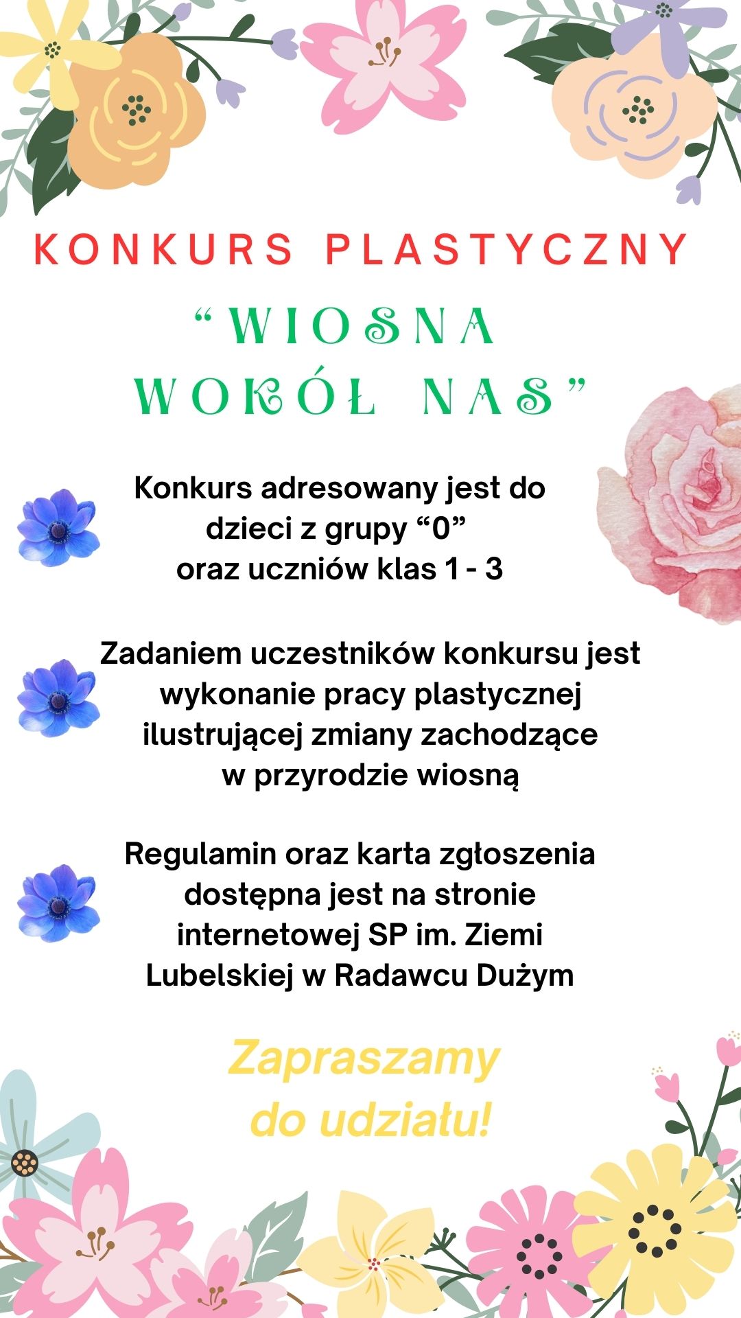 PLAKAT KONKURS WIOSNA WOKÓŁ NAS